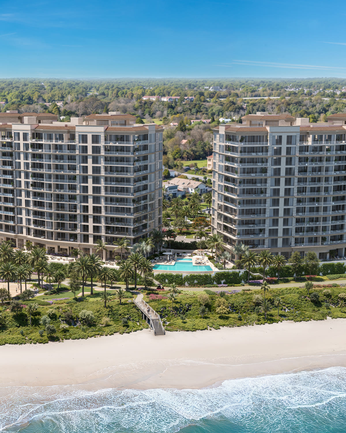 Rendering of the Ritz-Carlton Residences towers on the beach at Hammock Dunes